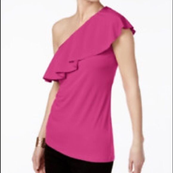 🎀nwt Inc International Concepts Ruffled One-shoulder Top🎀 - Picture 2 of 9